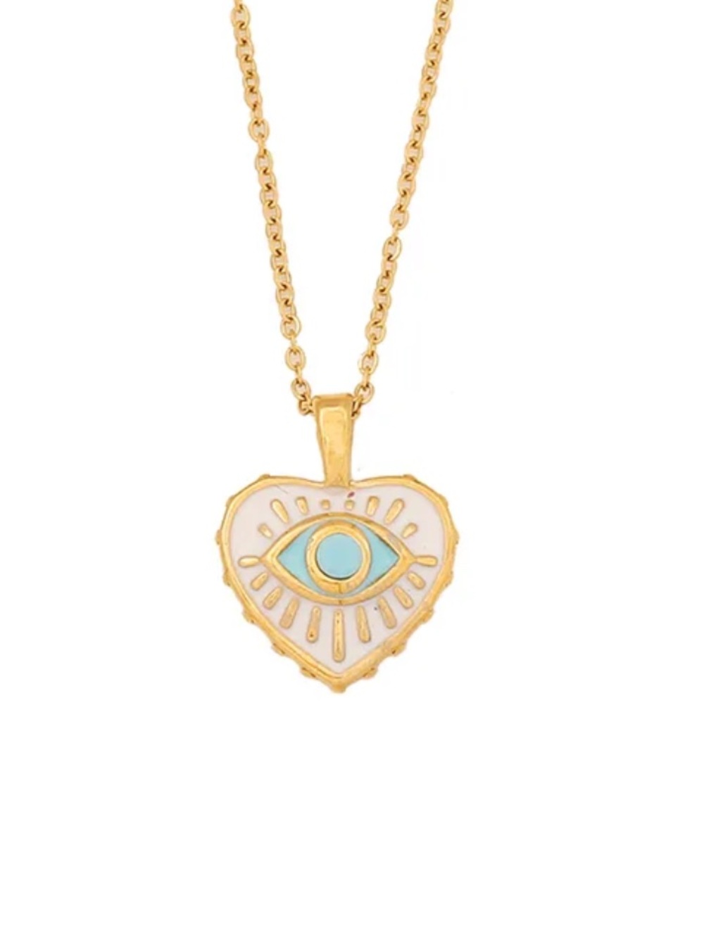 New! Preppy 18K Gold Plated Evil Eye Necklace NWOT 5059 - Picture 2 of 3